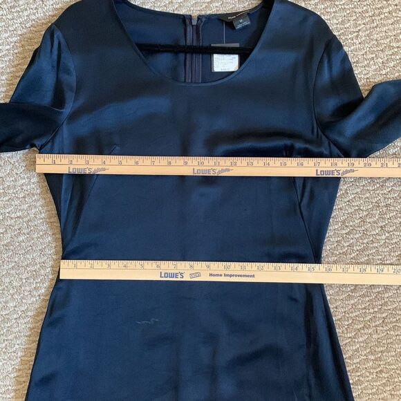 NWT Club Monaco women’s navy Long Sleeve Flounce asymmetric Dress size 10 - Picture 11 of 14